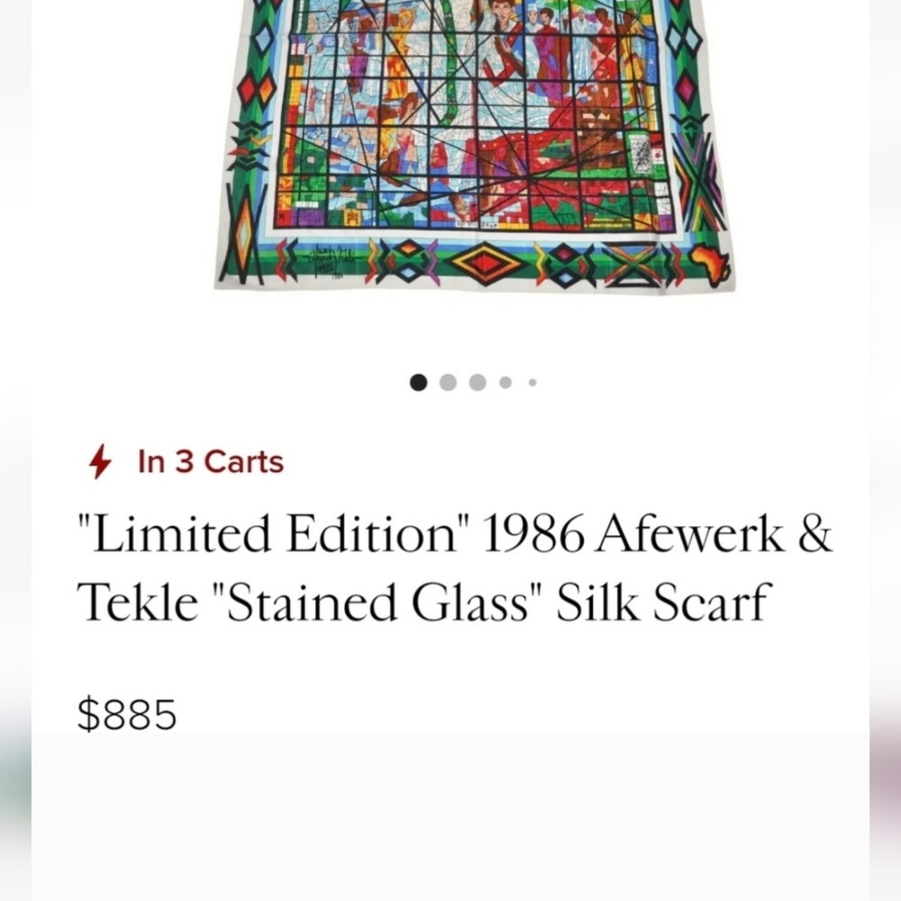 Limited Edition" 1986 Afewerk & Tekle "Stained Glass" Silk Scarf